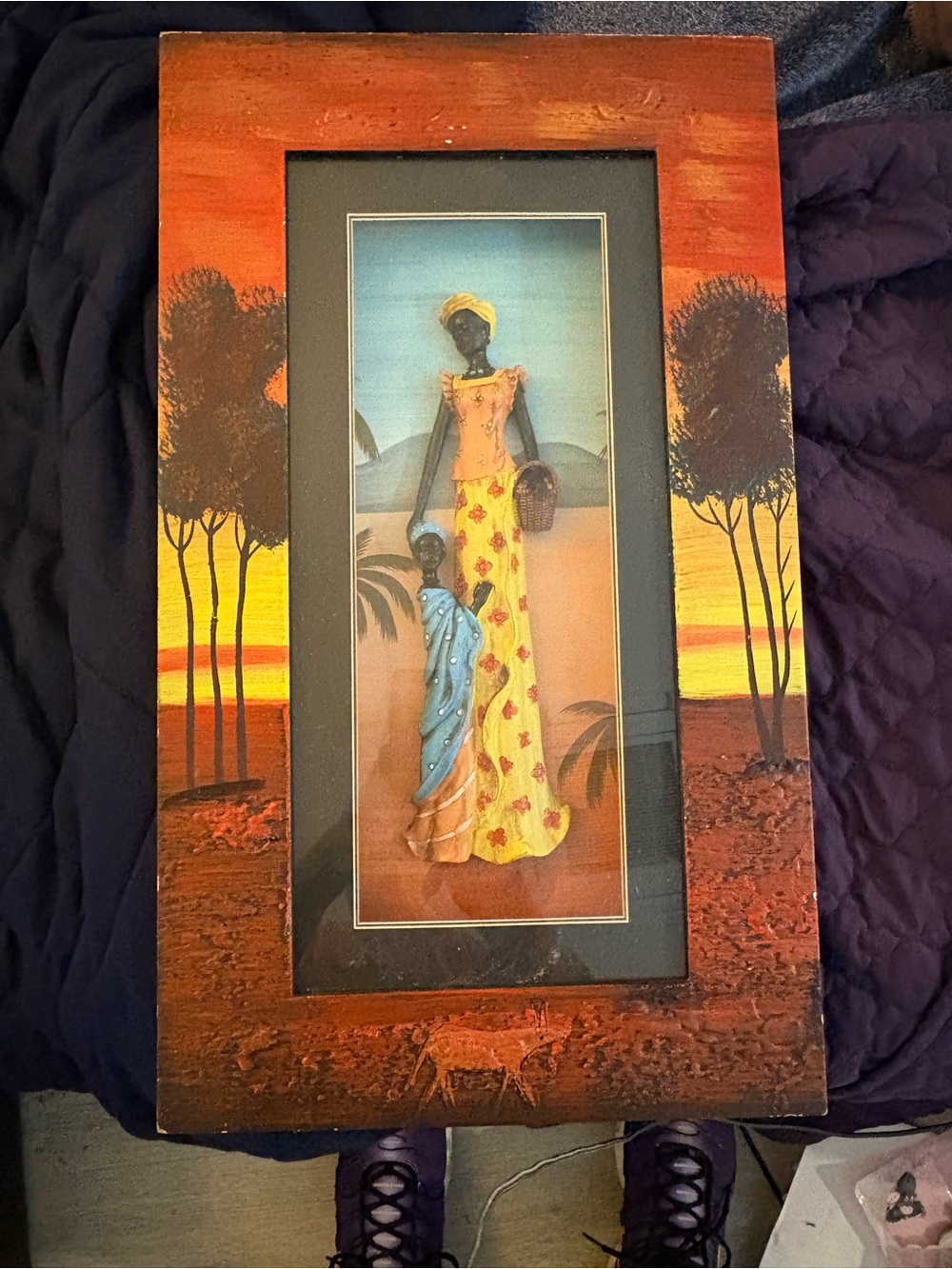 African-Inspired Framed Wall Art in Orange and Yellow